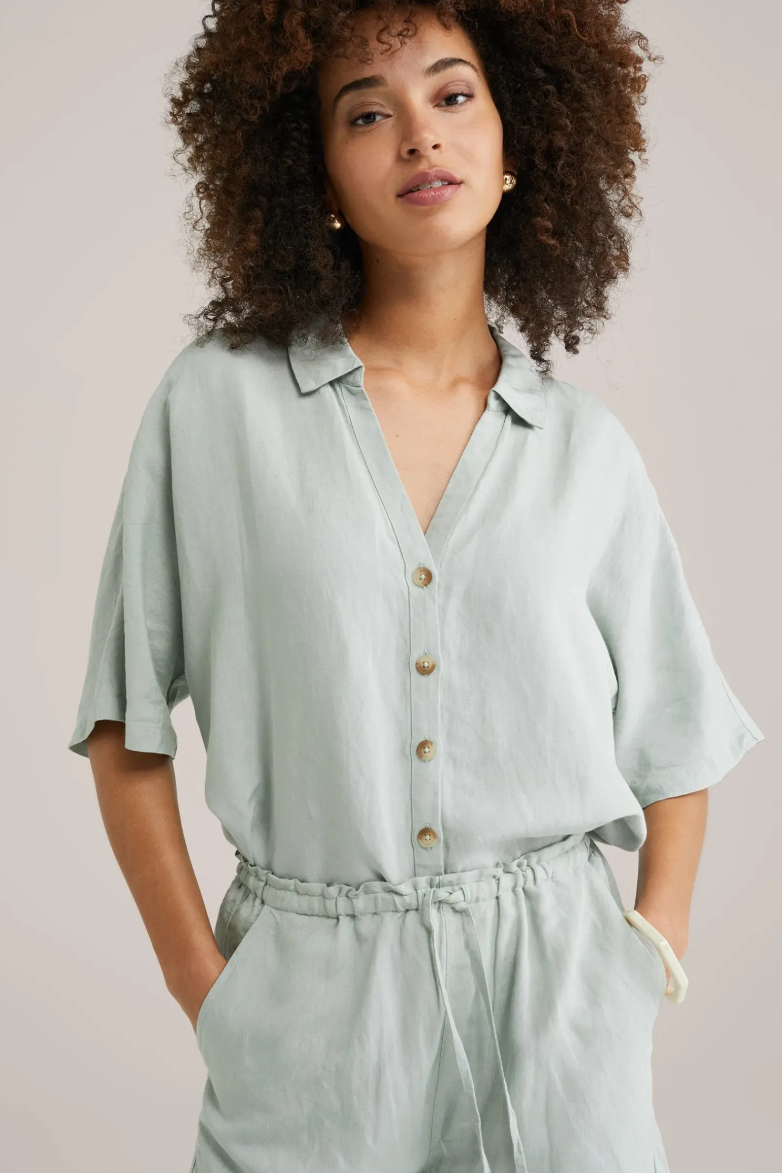 blouse van linnenmix