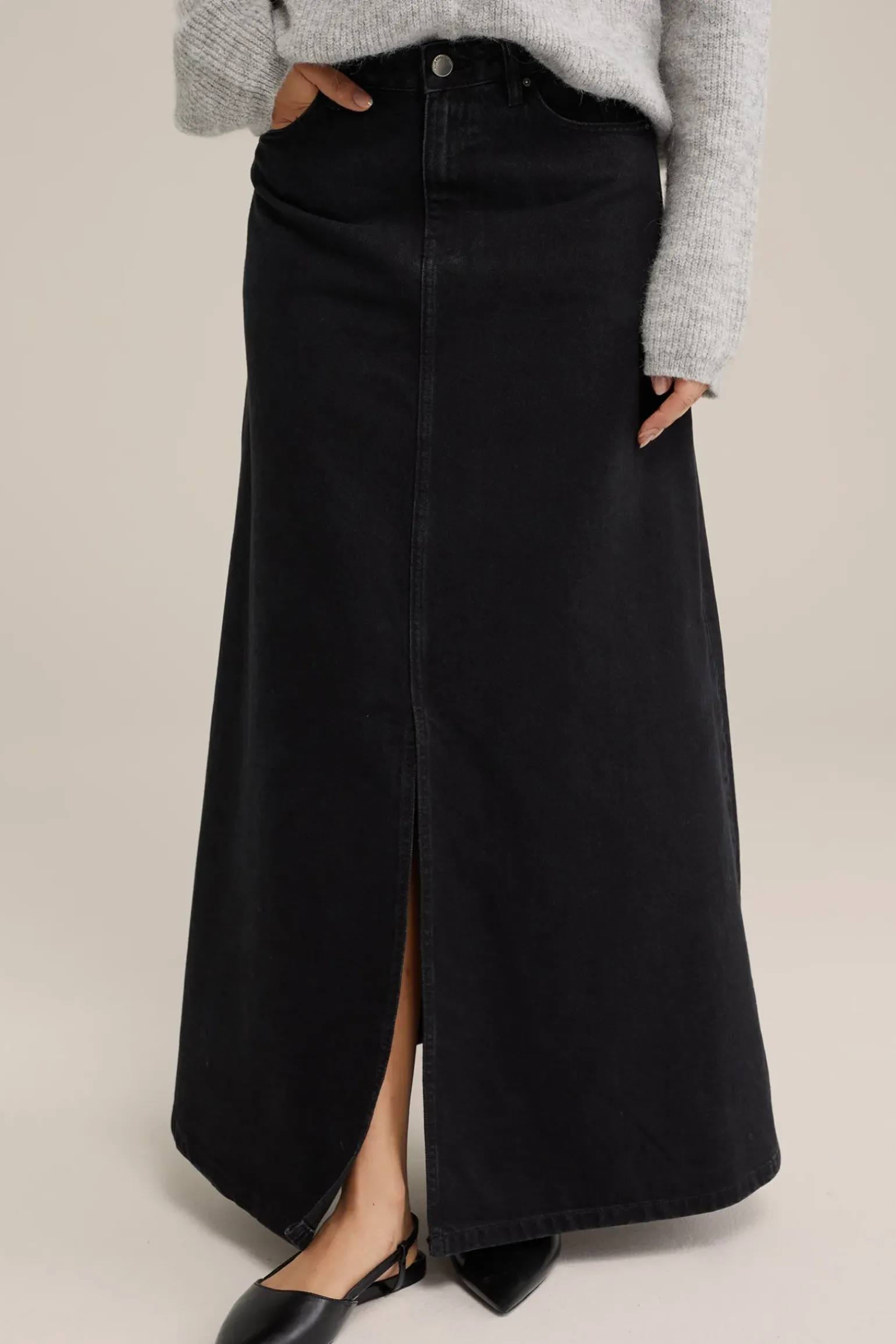 denim maxi rok