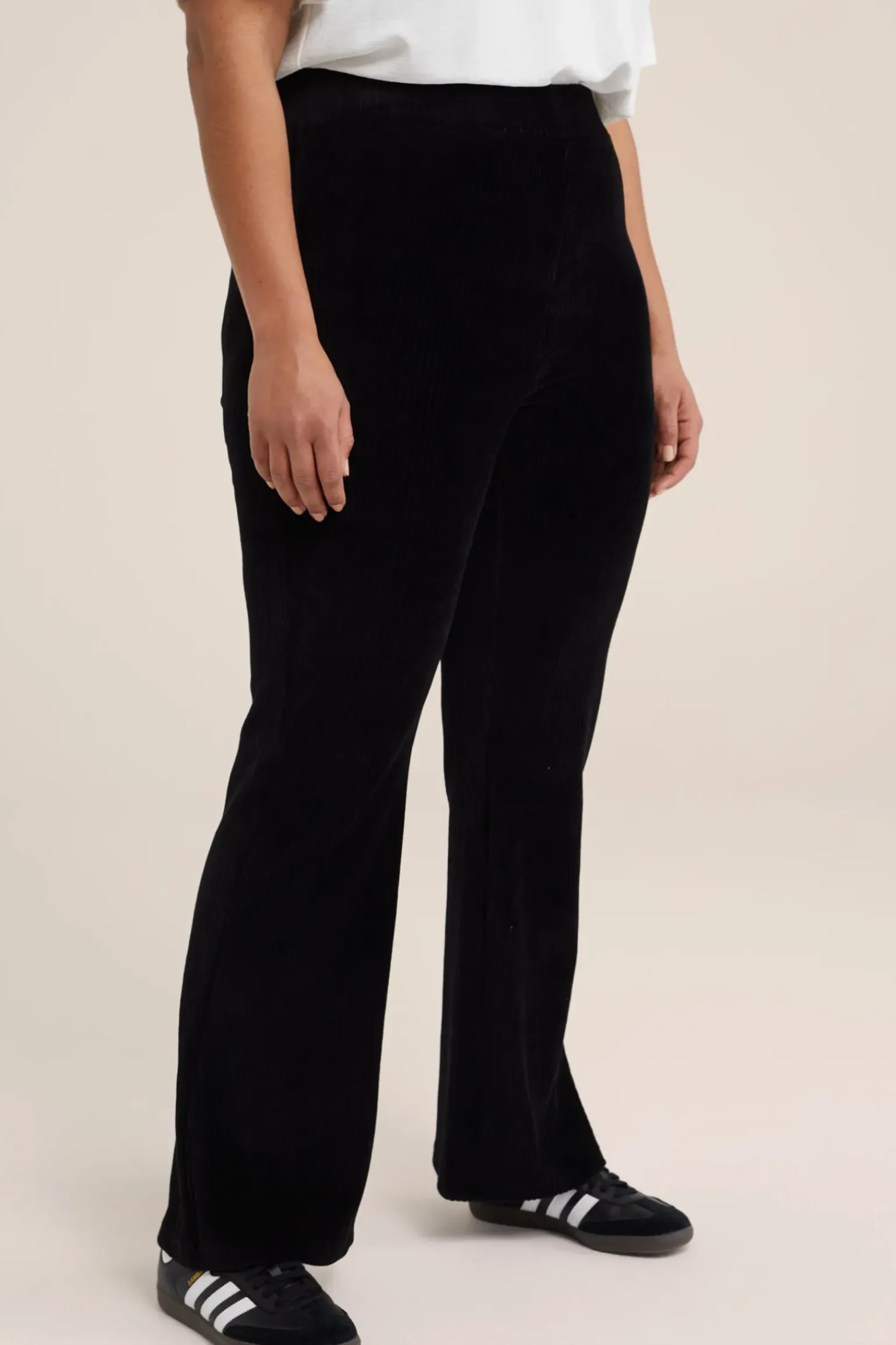 flared legging van ribstof - Curve