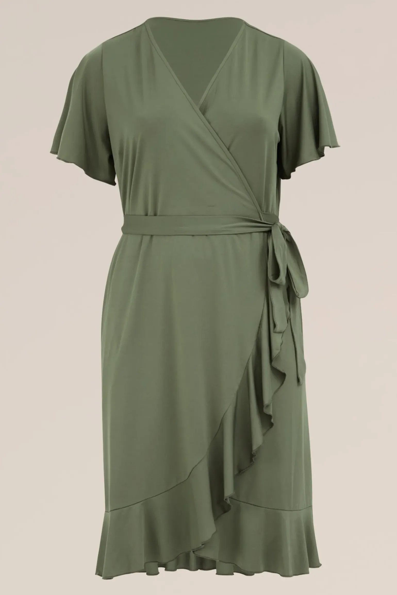 jersey jurk met overslaghals - Curve