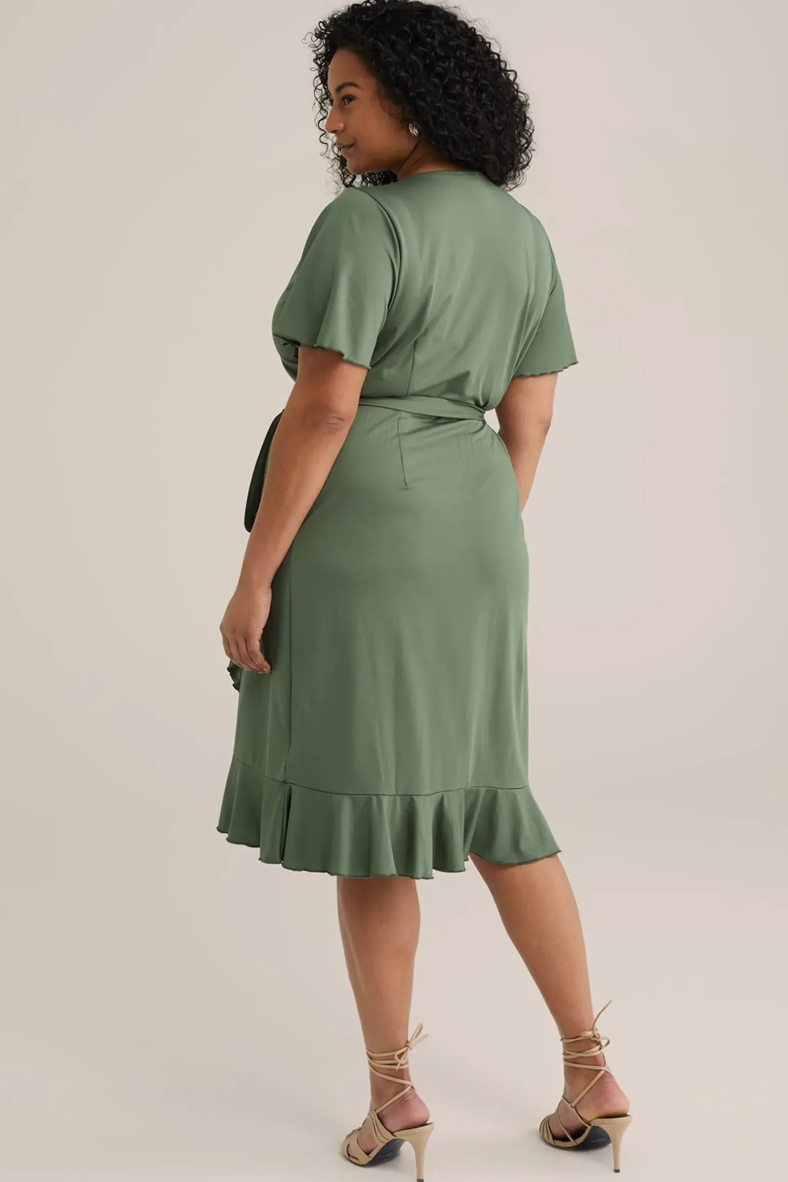 jersey jurk met overslaghals - Curve
