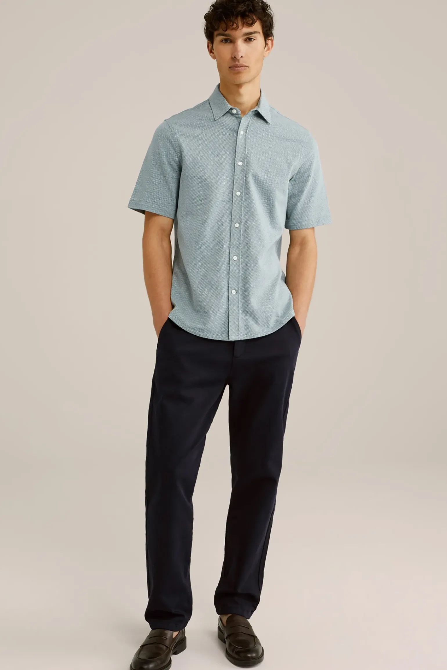 jersey overhemd met jacquard-dessin