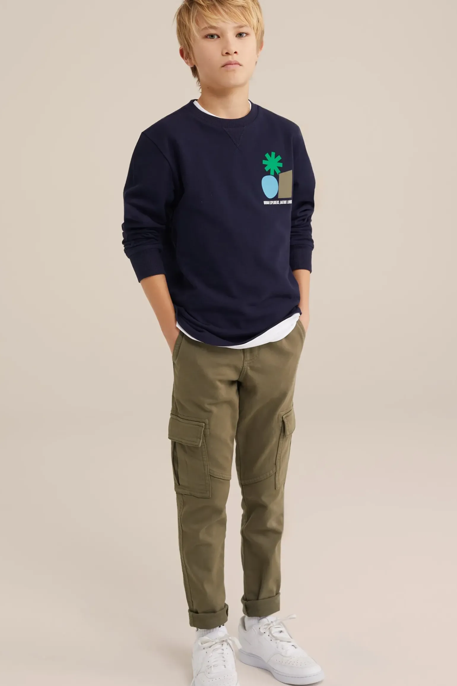 Jongens slim fit cargobroek