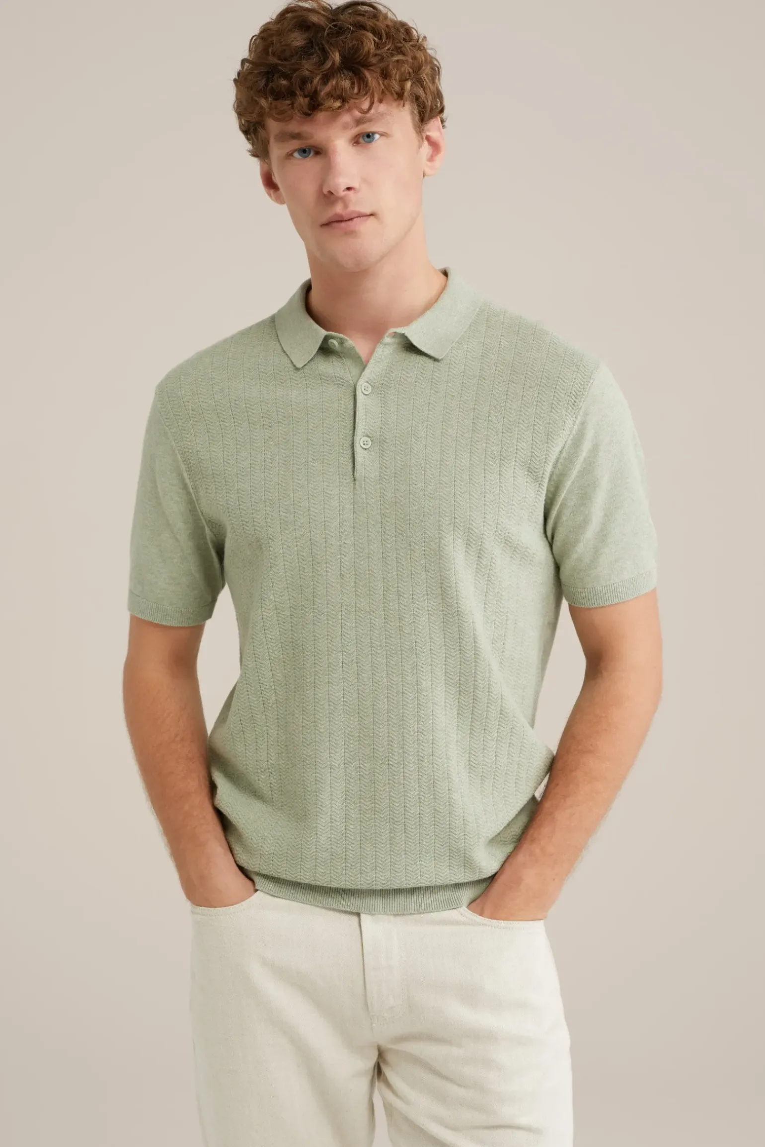 katoenen polo met structuur
