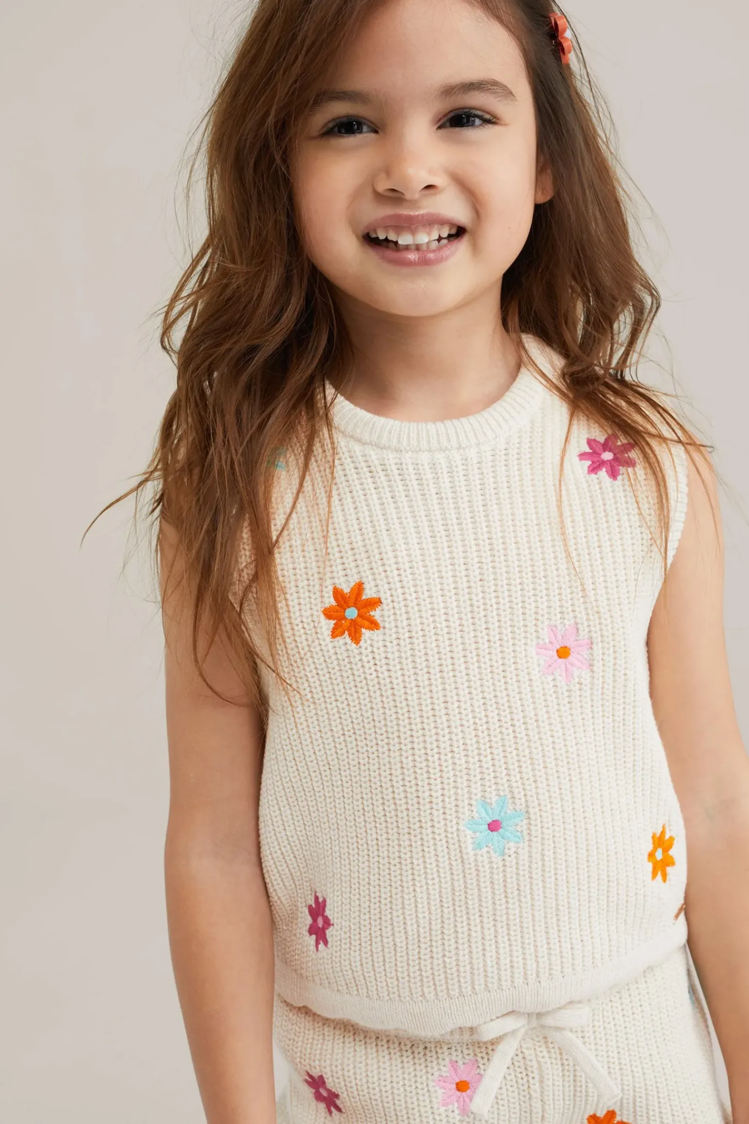Meisjes gebreide top met embroidery