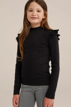 Meisjes geribd T-shirt met ruches