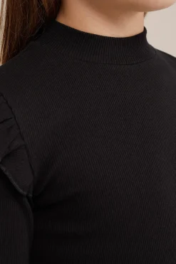 Meisjes geribd T-shirt met ruches