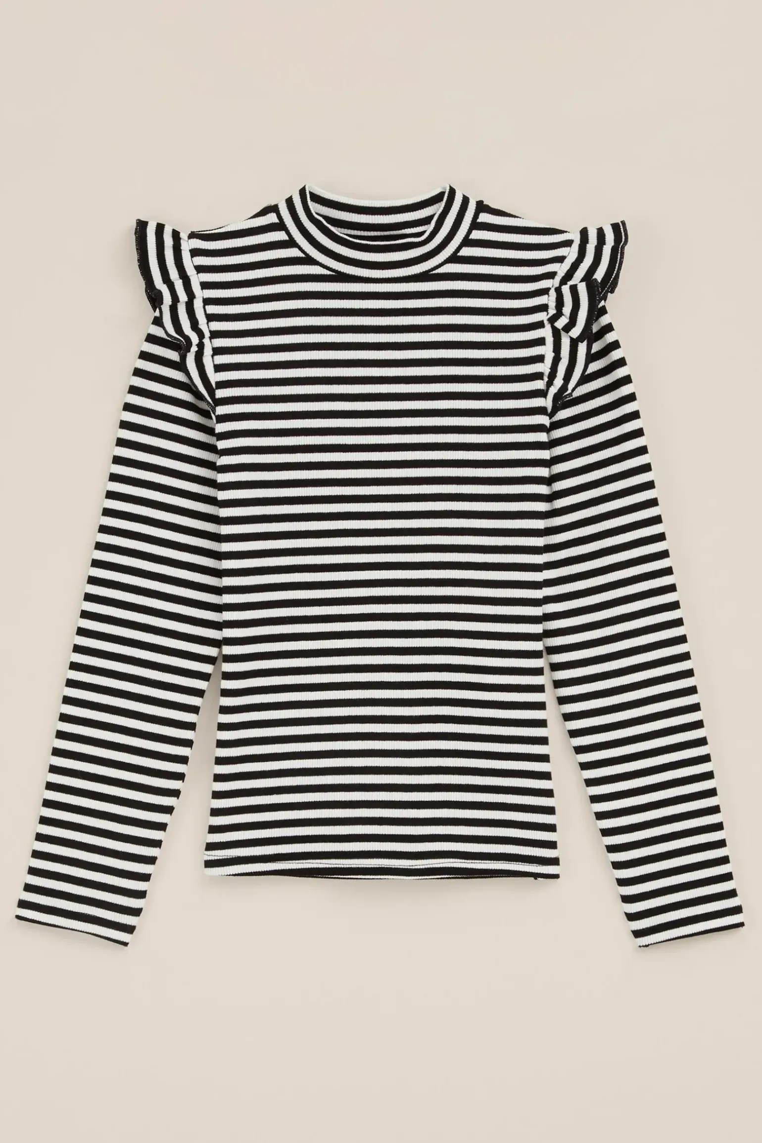 Meisjes geribd T-shirt met ruches