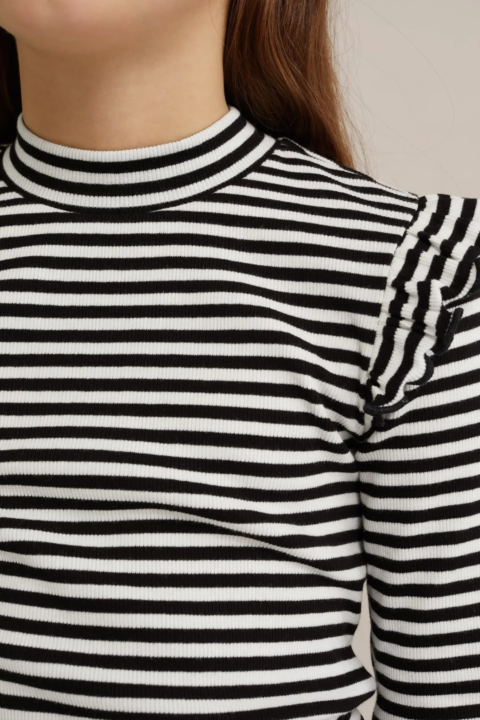 Meisjes geribd T-shirt met ruches