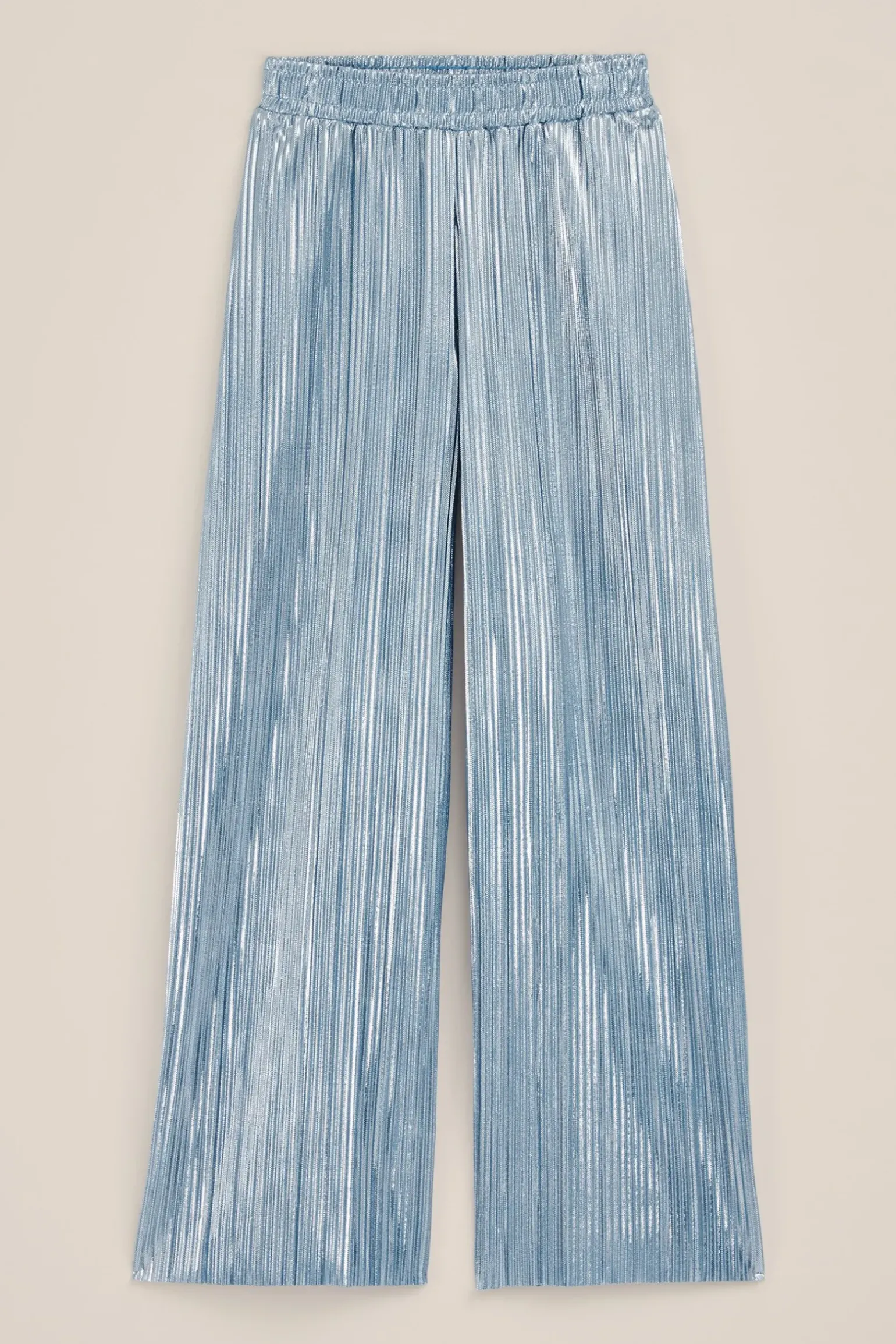 Meisjes plisse pantalon met metallic look