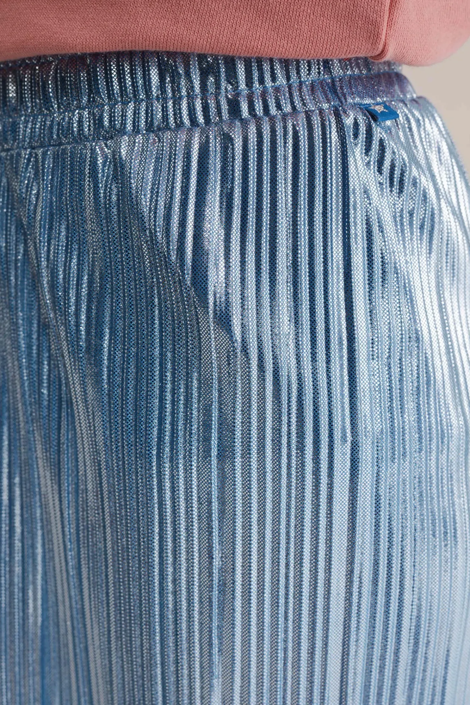 Meisjes plisse pantalon met metallic look