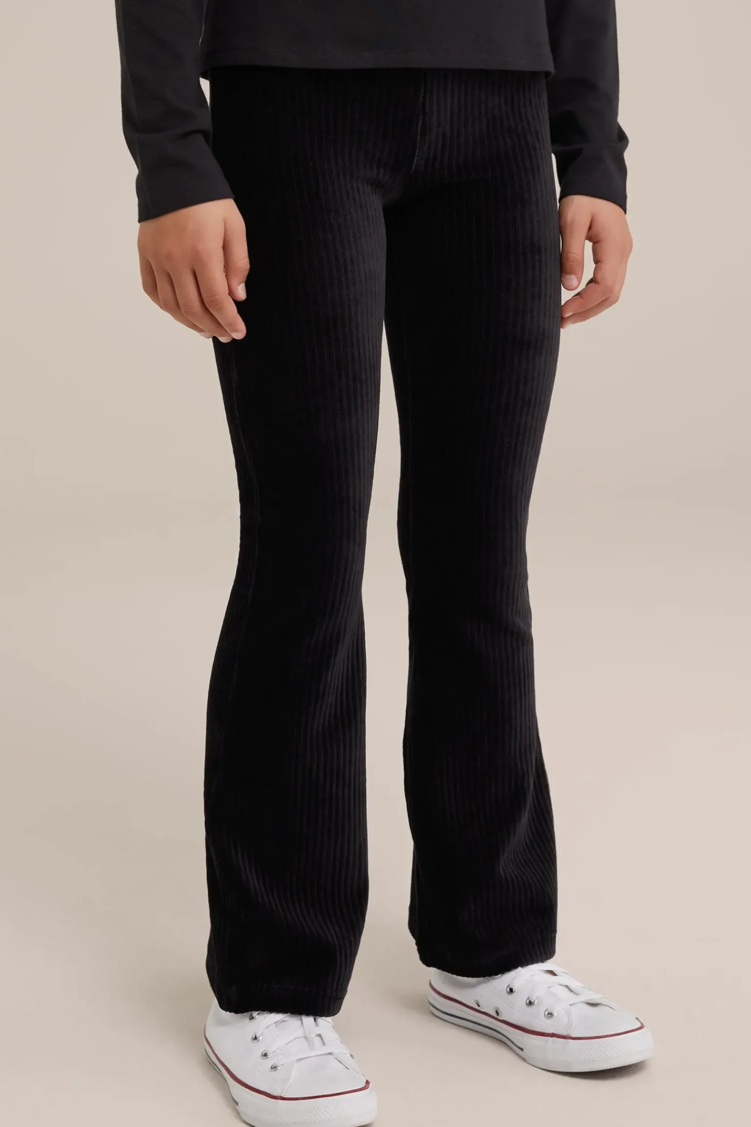 Meisjes velvet flared legging van ribstof