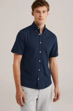 overhemd van piquéjersey met stretch