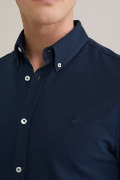 overhemd van piquéjersey met stretch