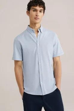 overhemd van piquéjersey met stretch