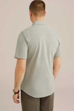 overhemd van piqu&eacute;jersey met stretch