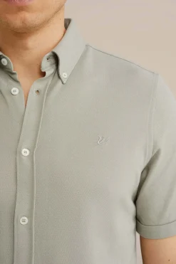 overhemd van piqu&eacute;jersey met stretch