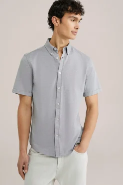 overhemd van piquéjersey met stretch