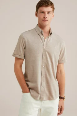 overhemd van piquéjersey met stretch
