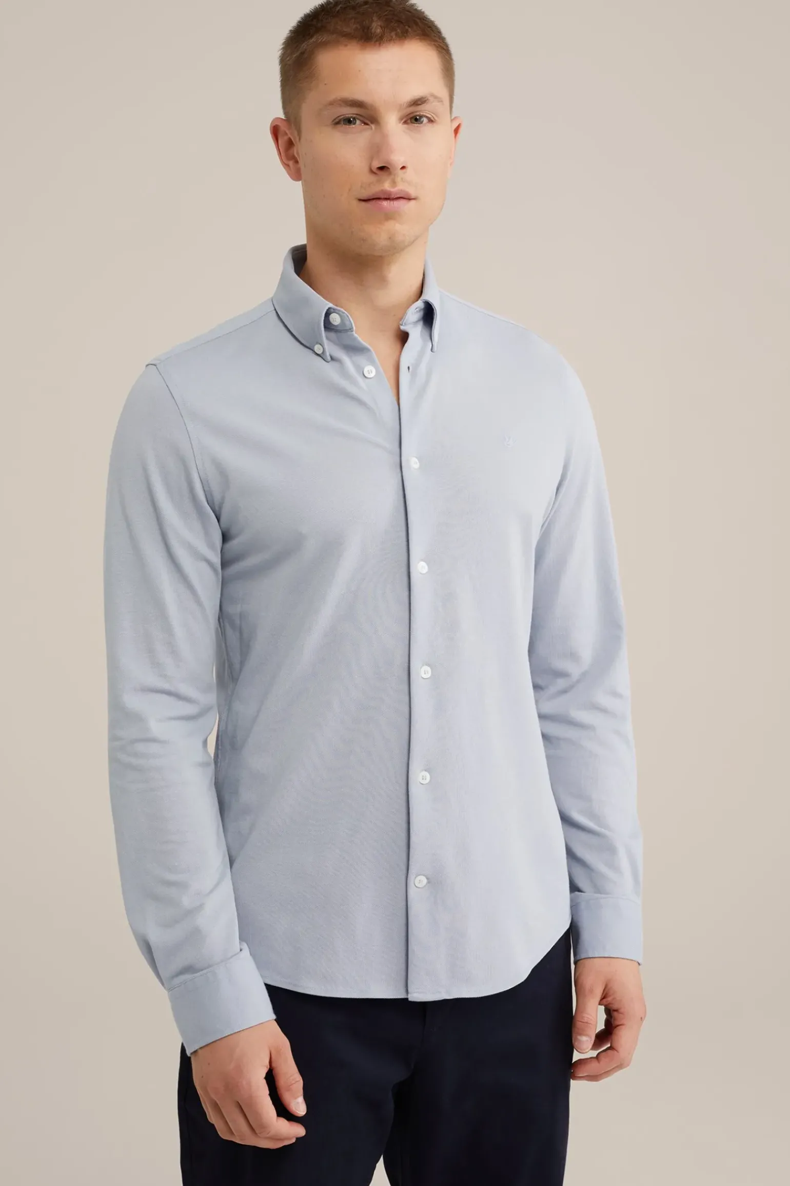 piquéjersey overhemd met stretch