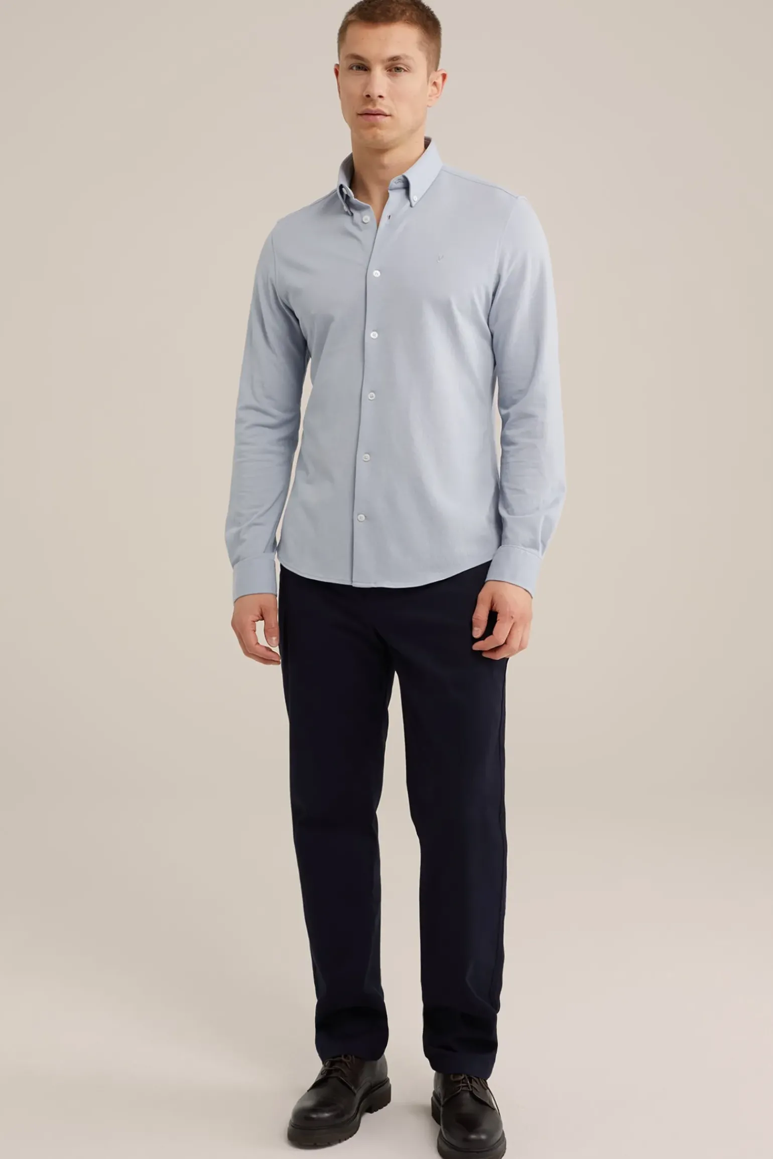 piquéjersey overhemd met stretch