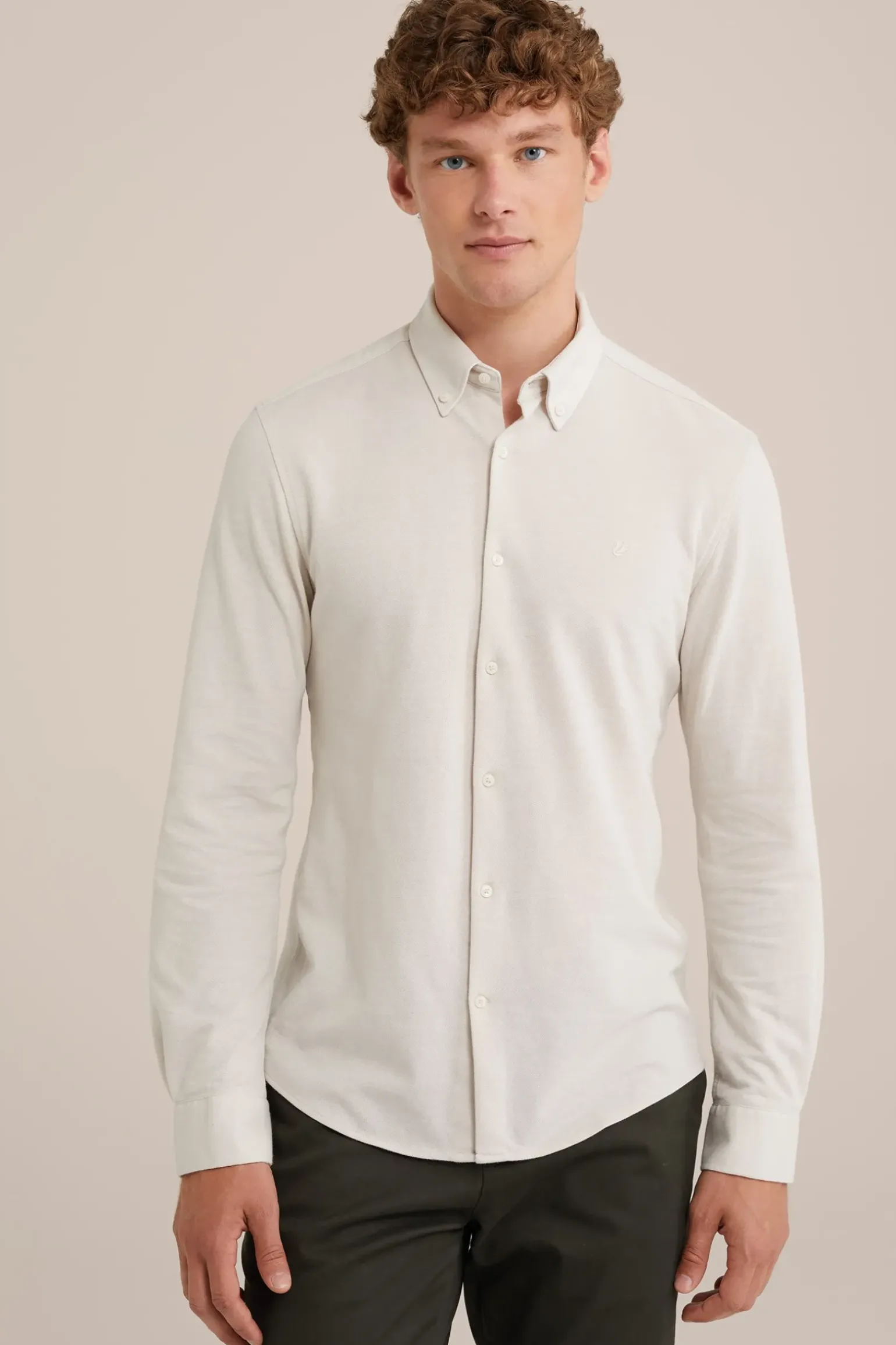 piquéjersey overhemd met stretch