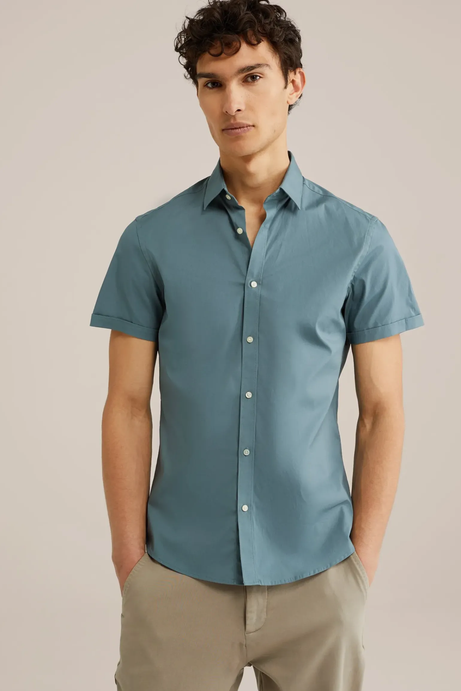 poplin overhemd met stretch