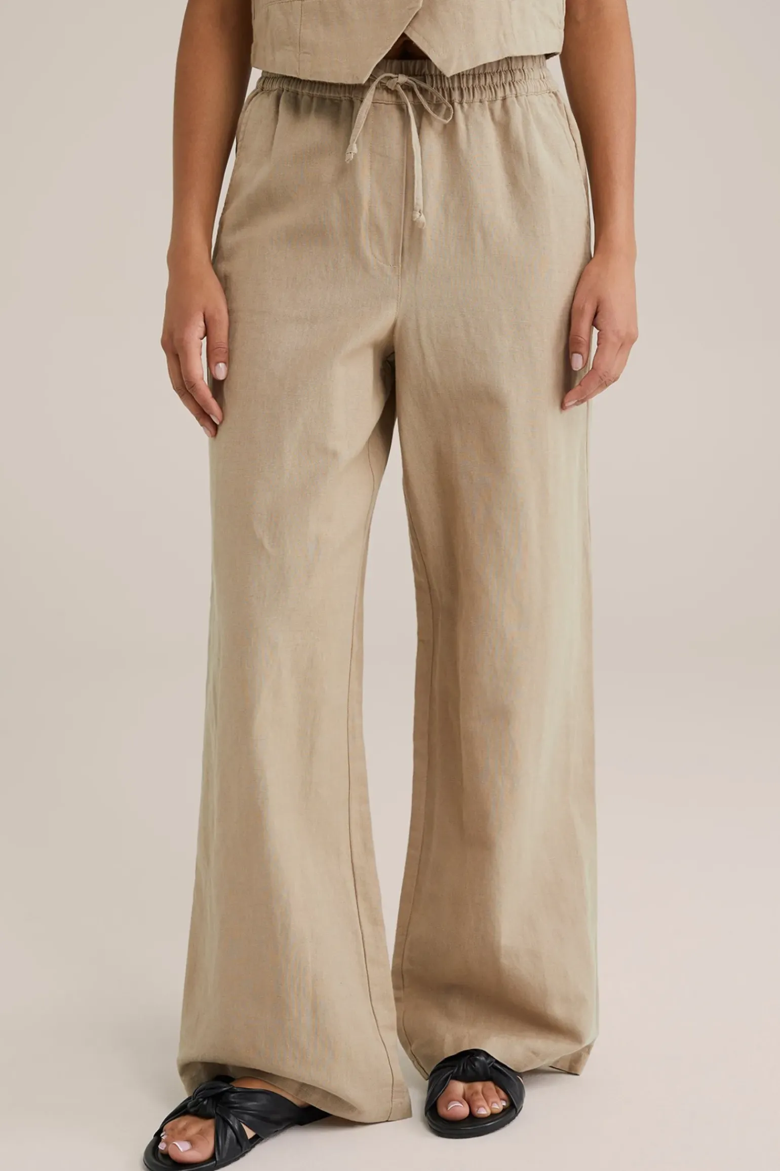 Regular fit broek van linnenmix