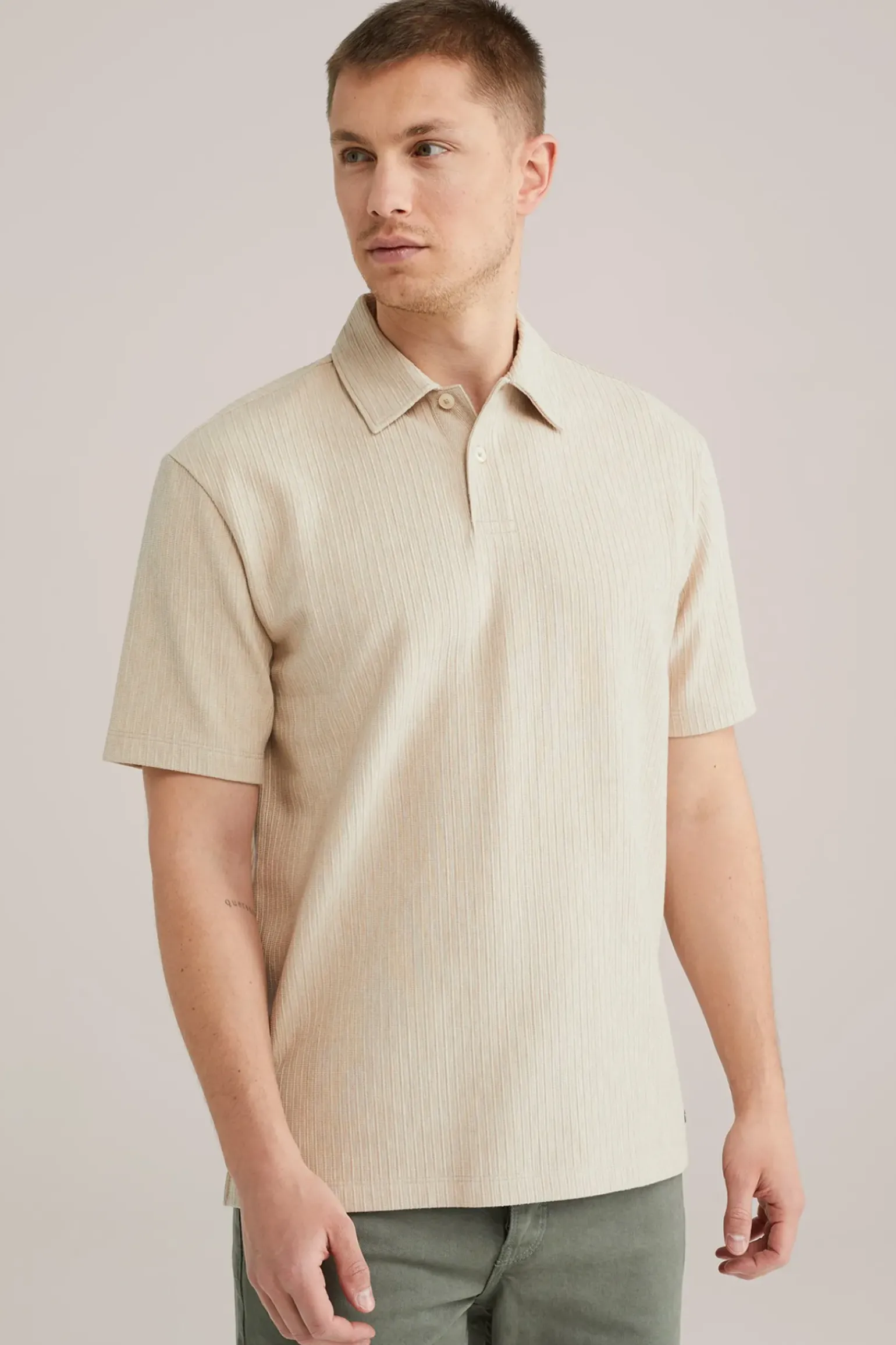 Relaxed fit polo met structuur