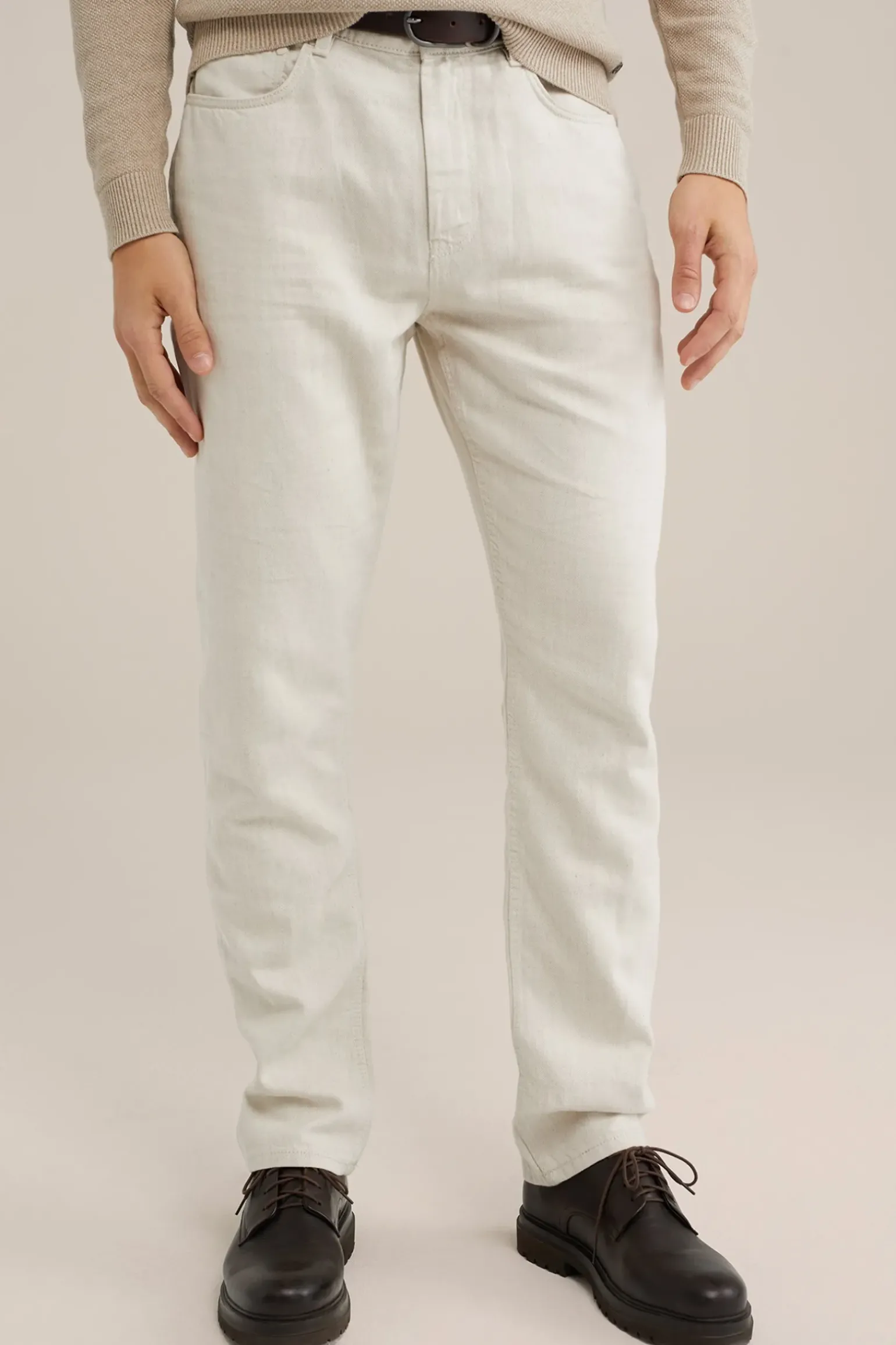 slim fit broek van linnenmix