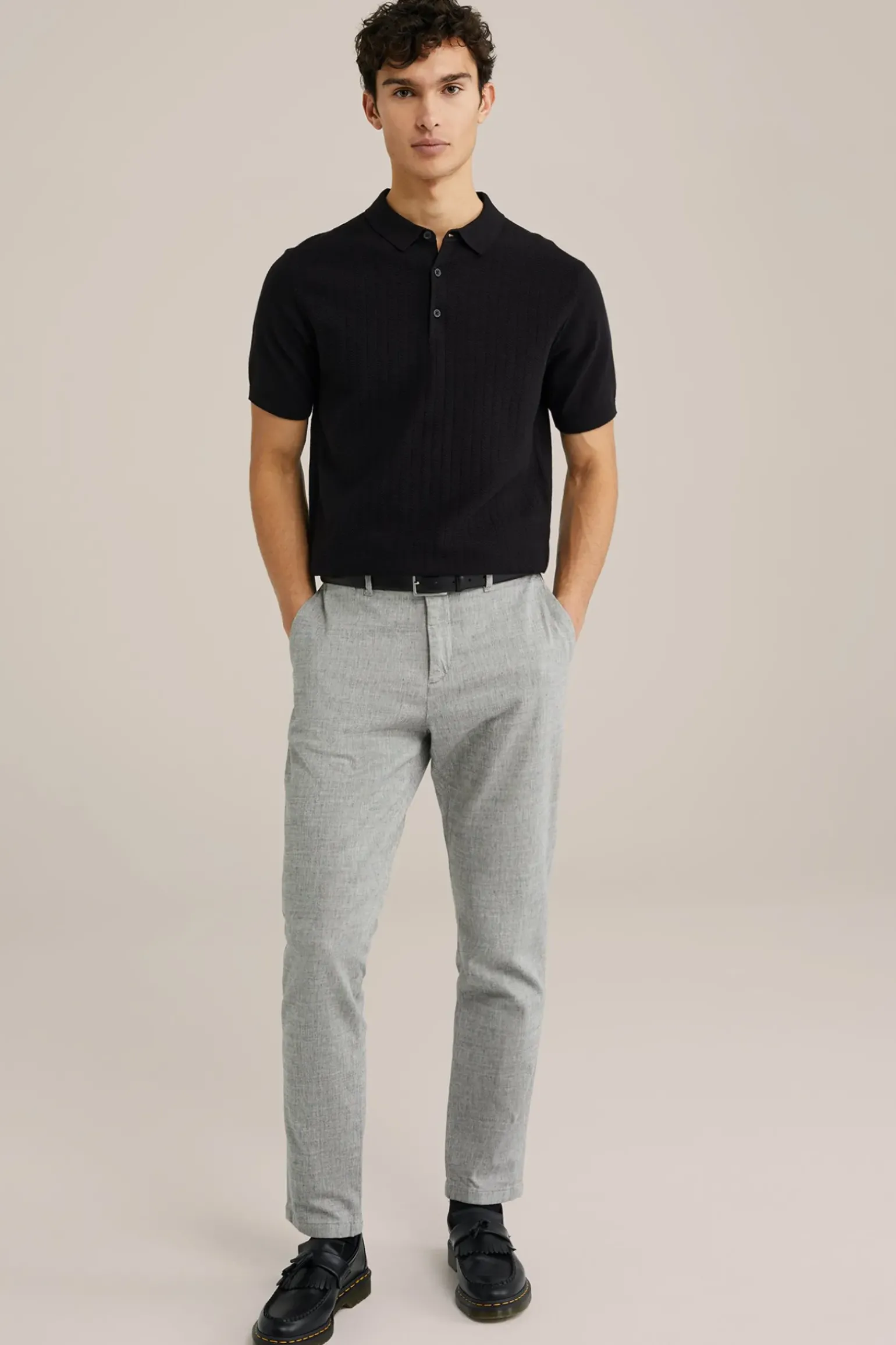 slim fit chino met structuur