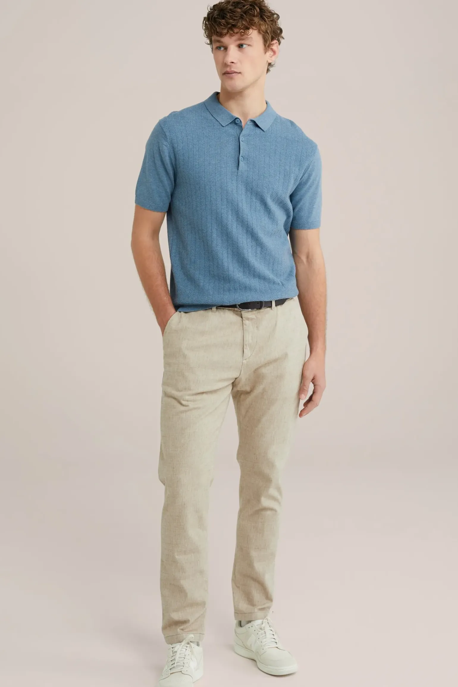 slim fit chino met structuur