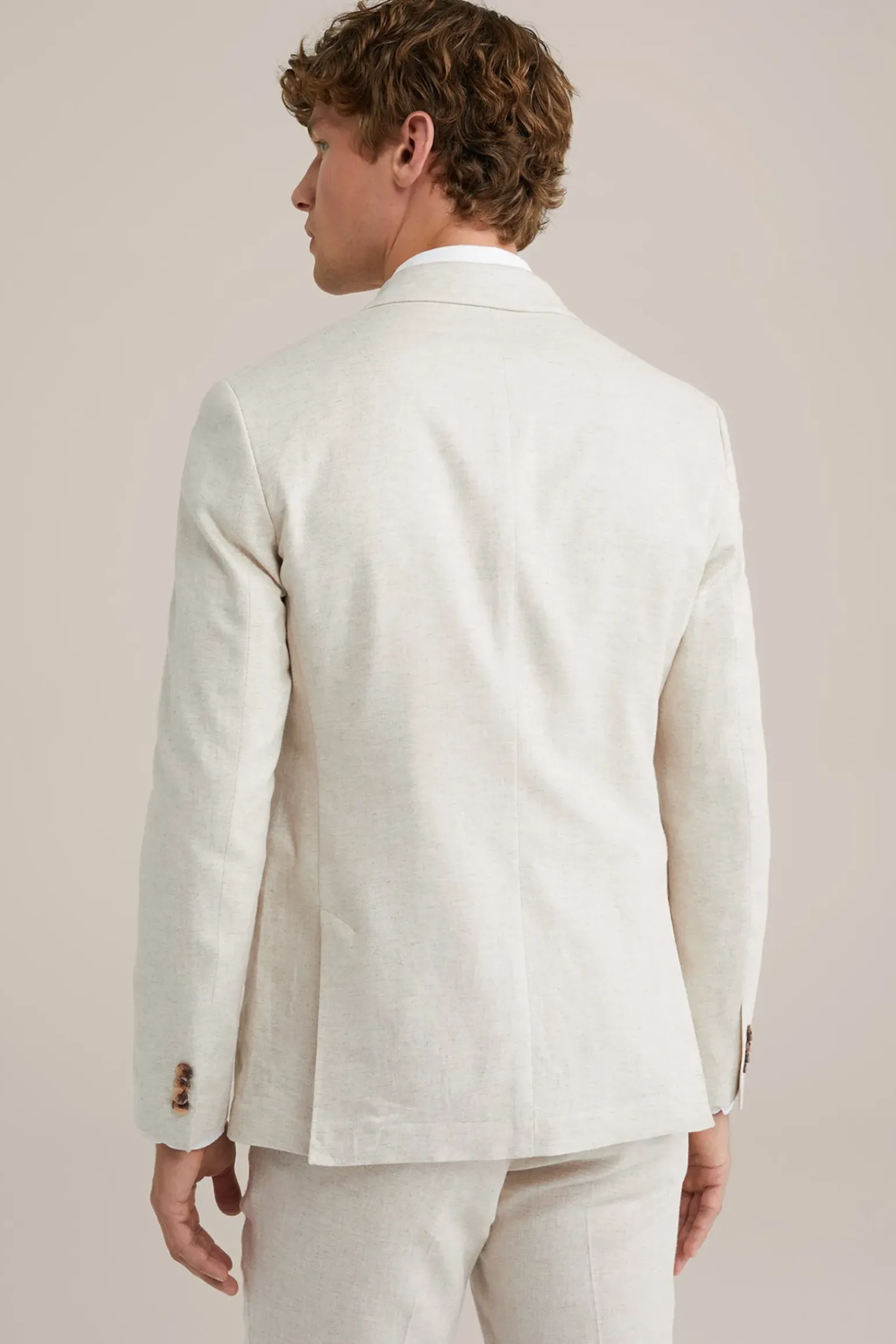 Slim fit double breasted blazer van linnenmix