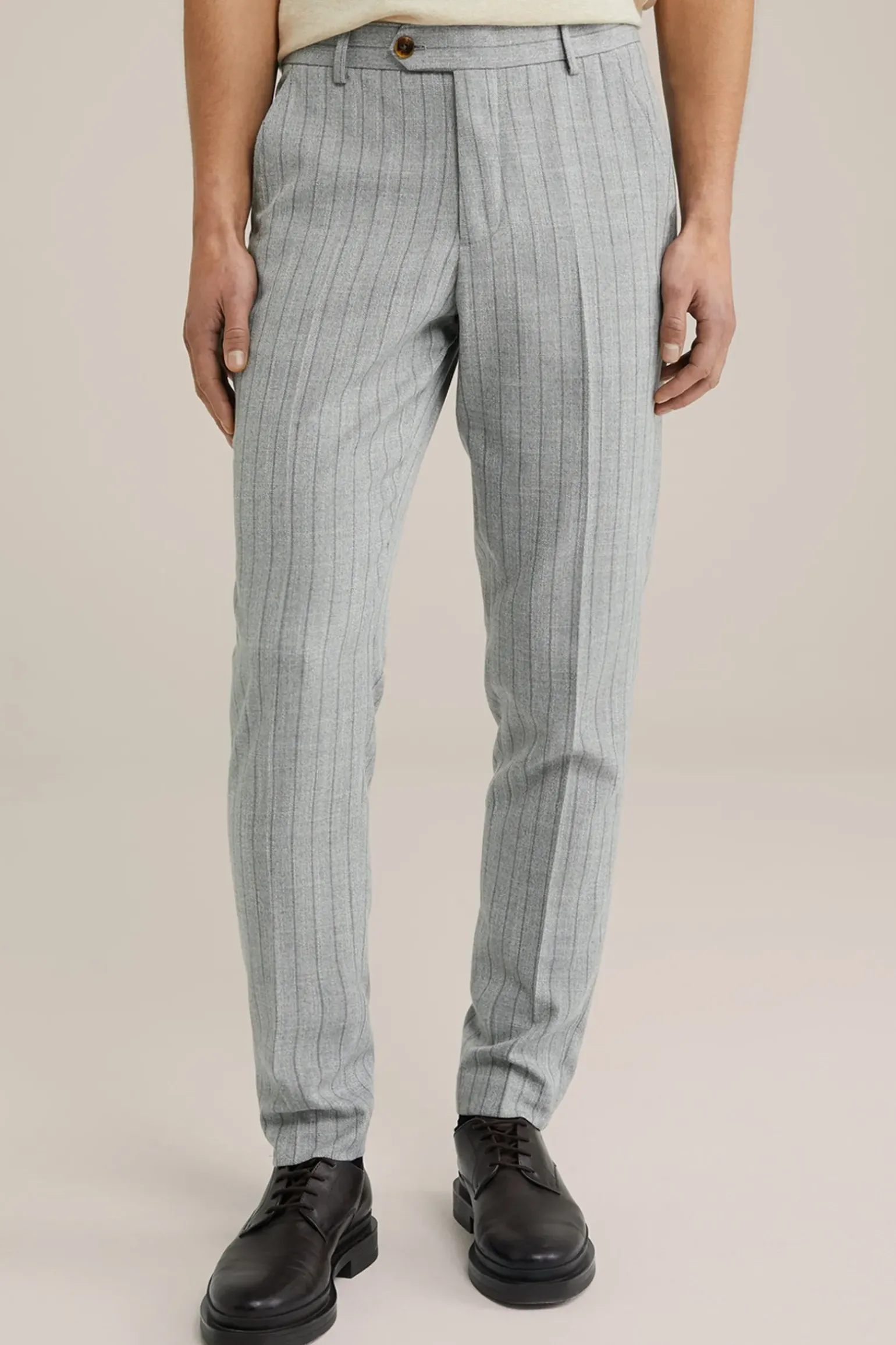 Slim fit pantalon met krijtstreep