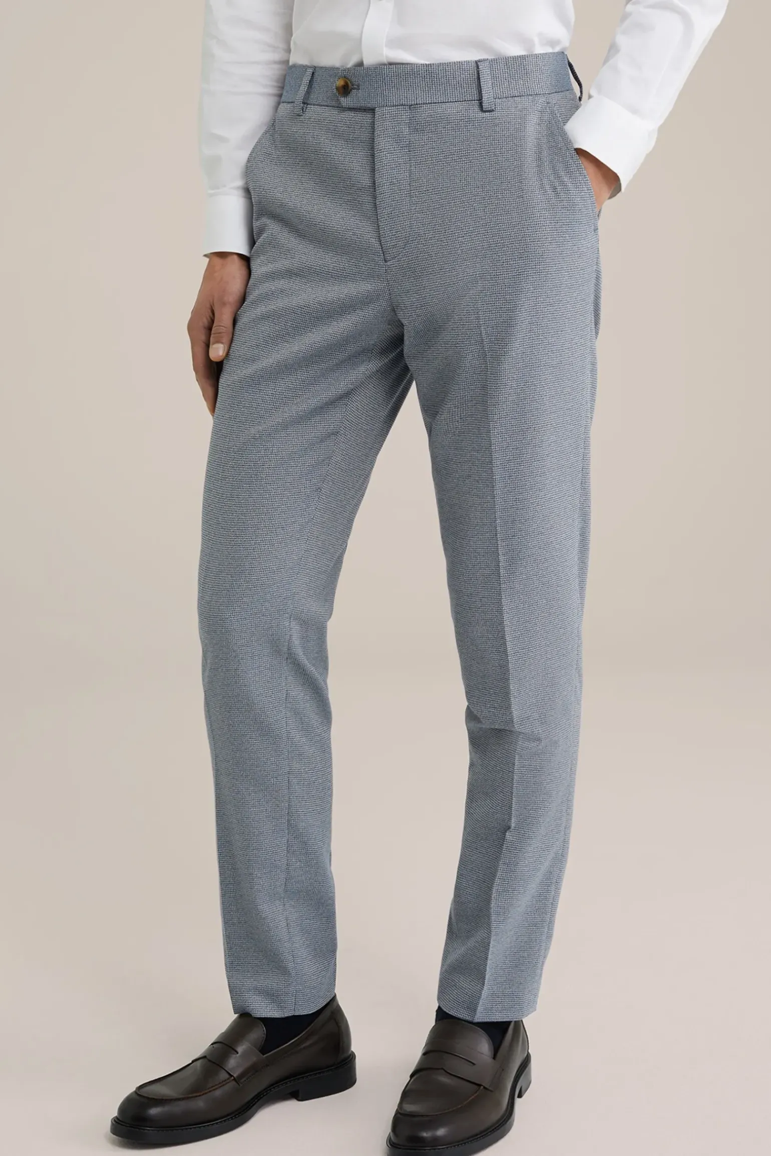 Slim fit pantalon met micropatroon
