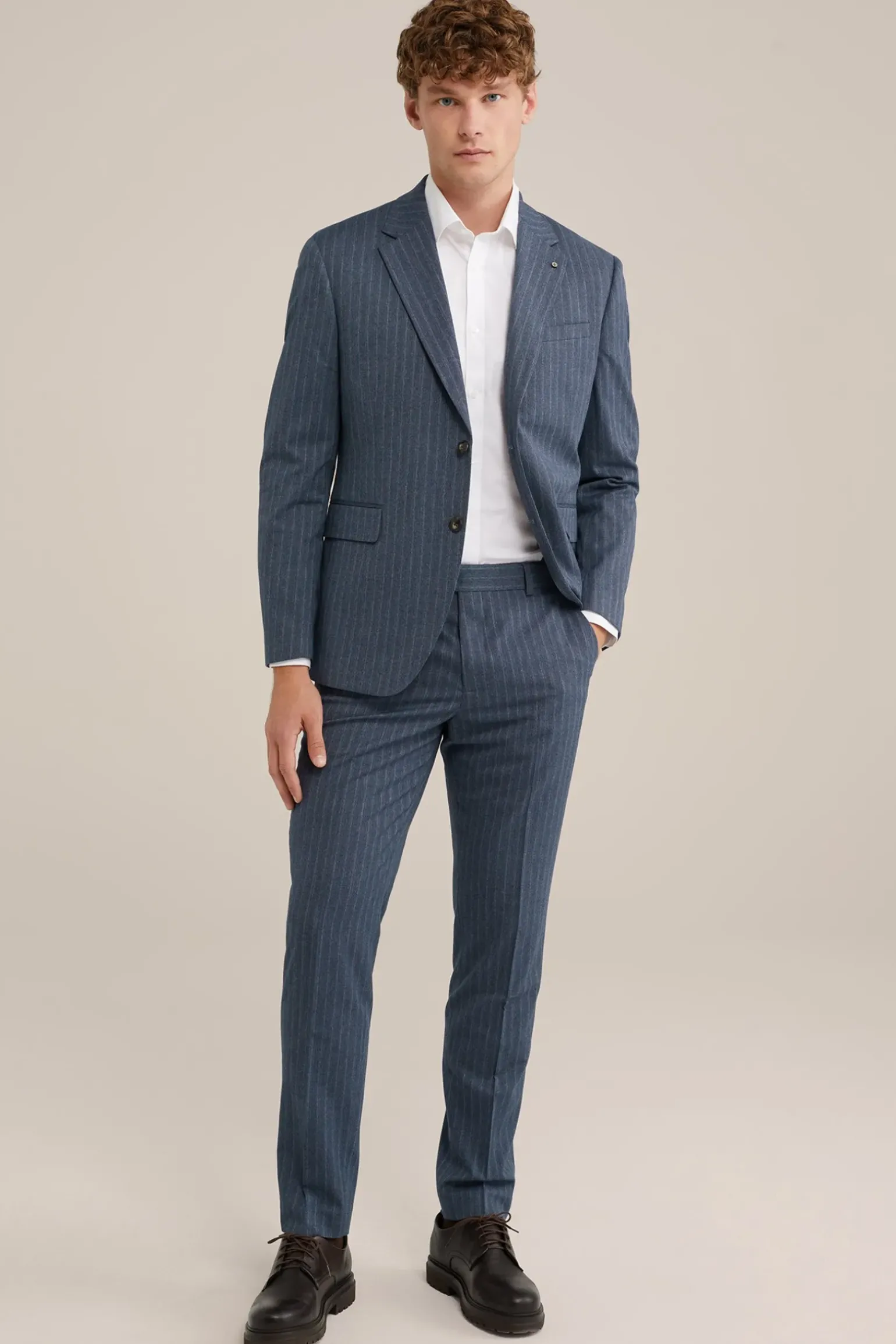 slim fit pantalon met subtiele streep