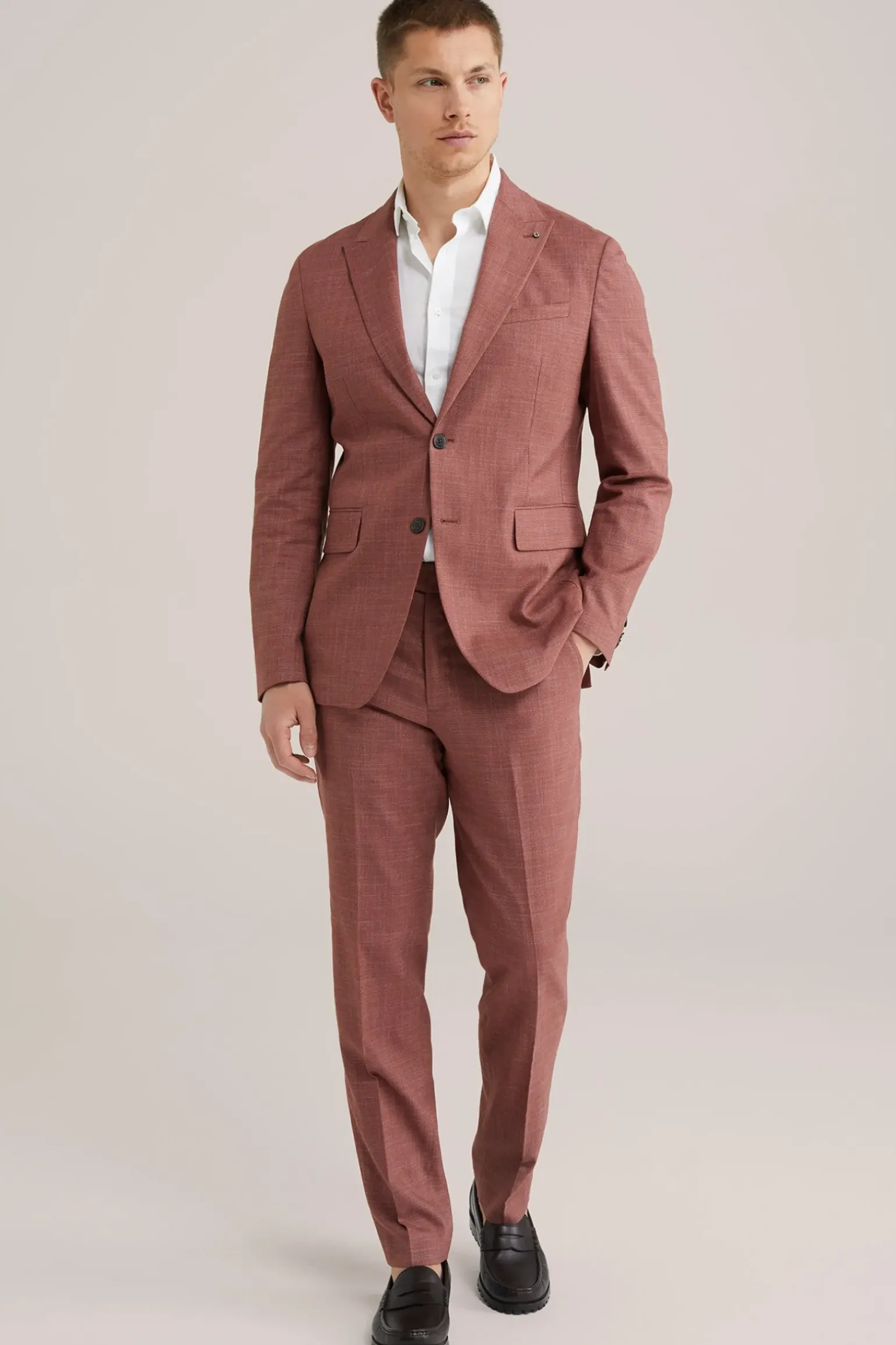 Slim fit pantalon van linnenmix
