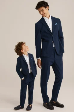 Slim fit seersucker pantalon