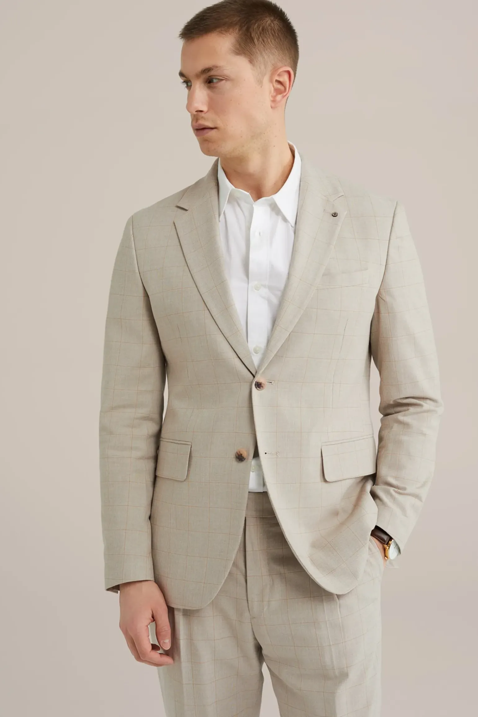 subtiel geruite blazer met stretch