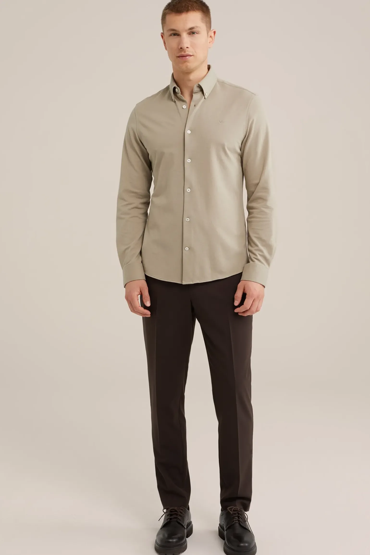 Tall fit overhemd van piquéjersey