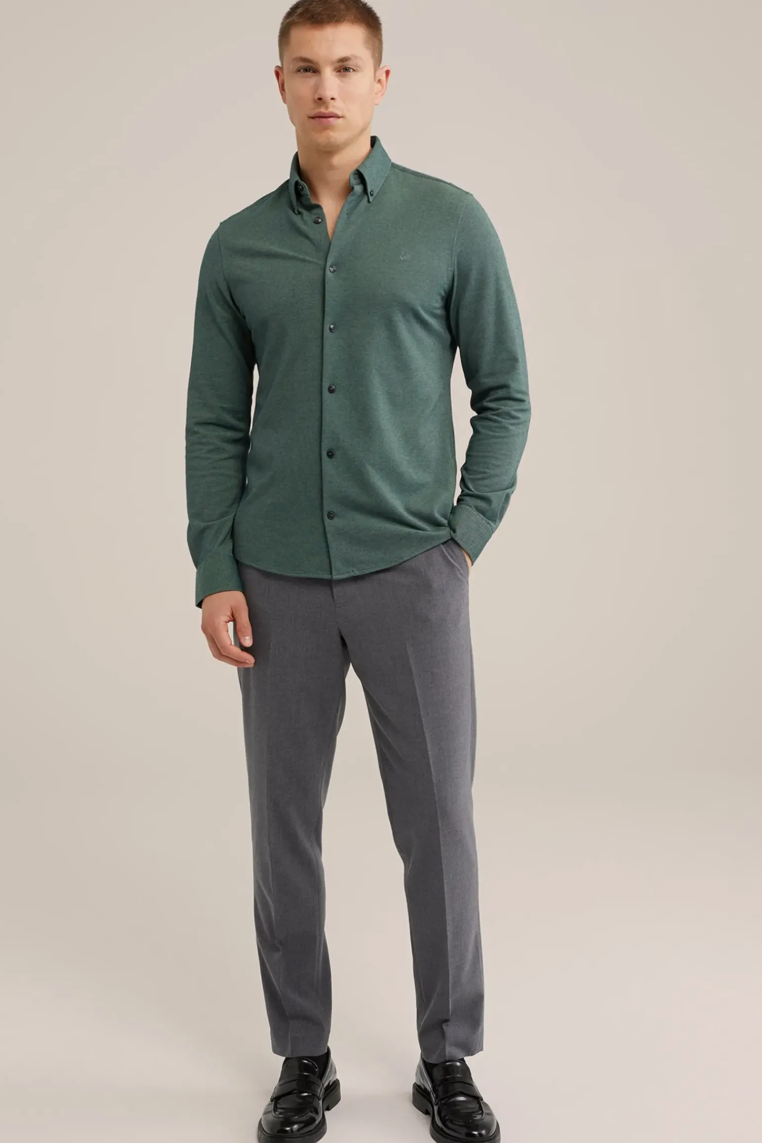 Tall fit overhemd van piquéjersey
