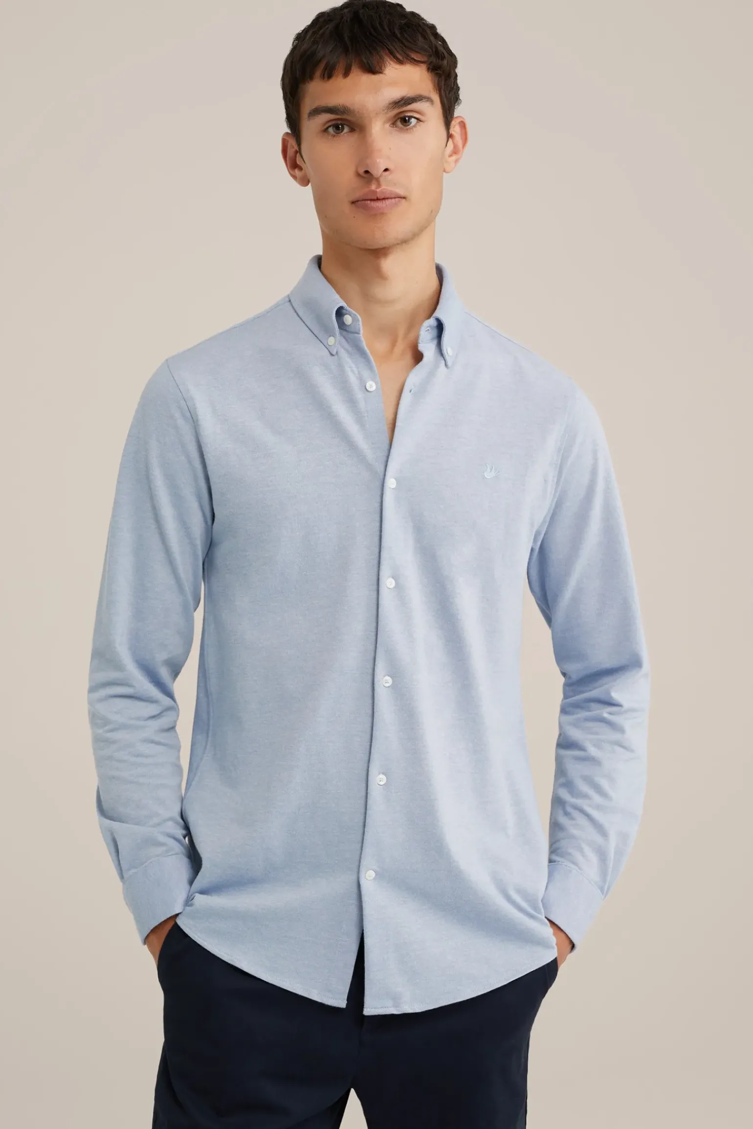 tall fit overhemd van piquéjersey