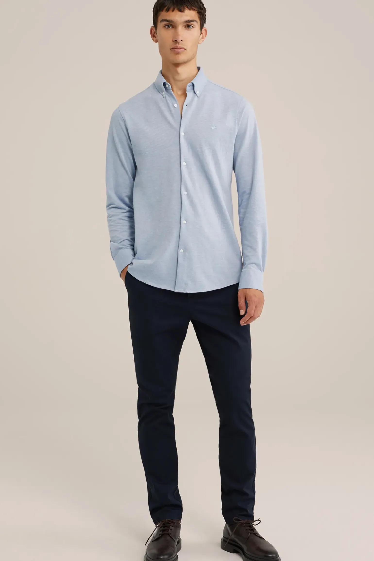 tall fit overhemd van piquéjersey