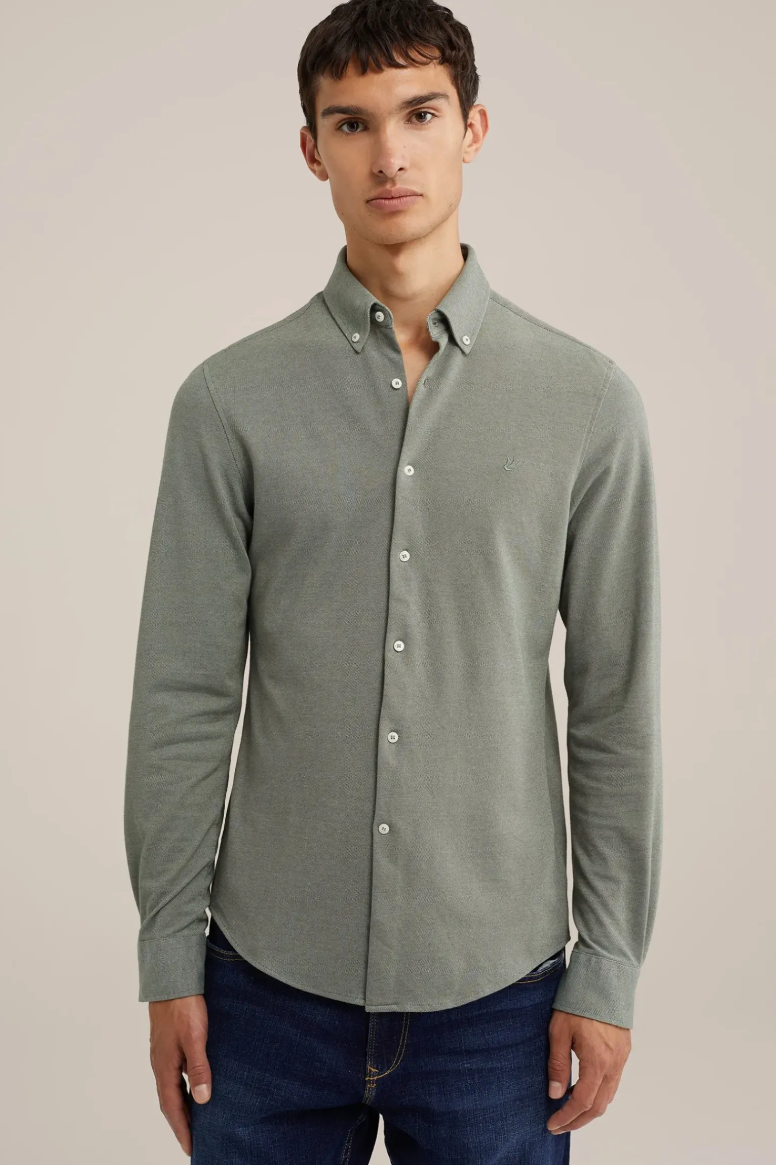tall fit overhemd van piquéjersey