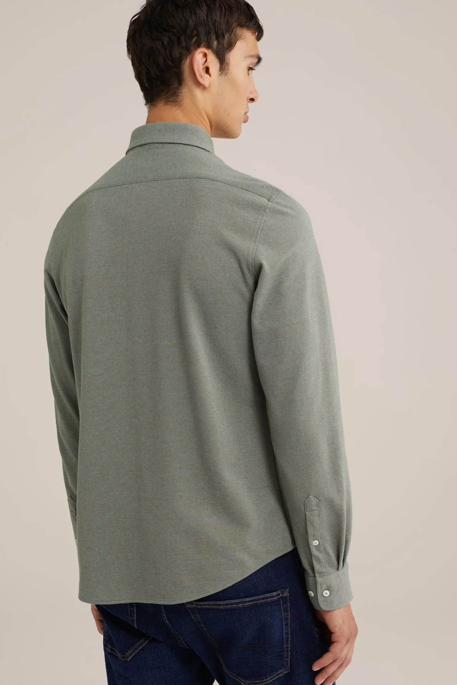 tall fit overhemd van piquéjersey