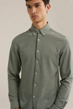 tall fit overhemd van piquéjersey