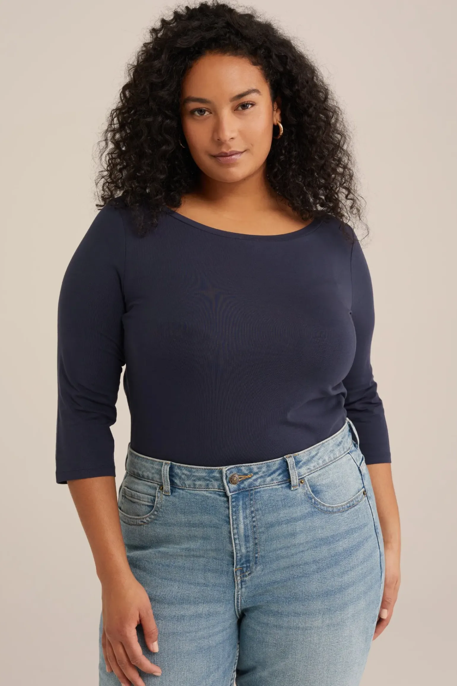 T-shirt met driekwart mouwen - Curve