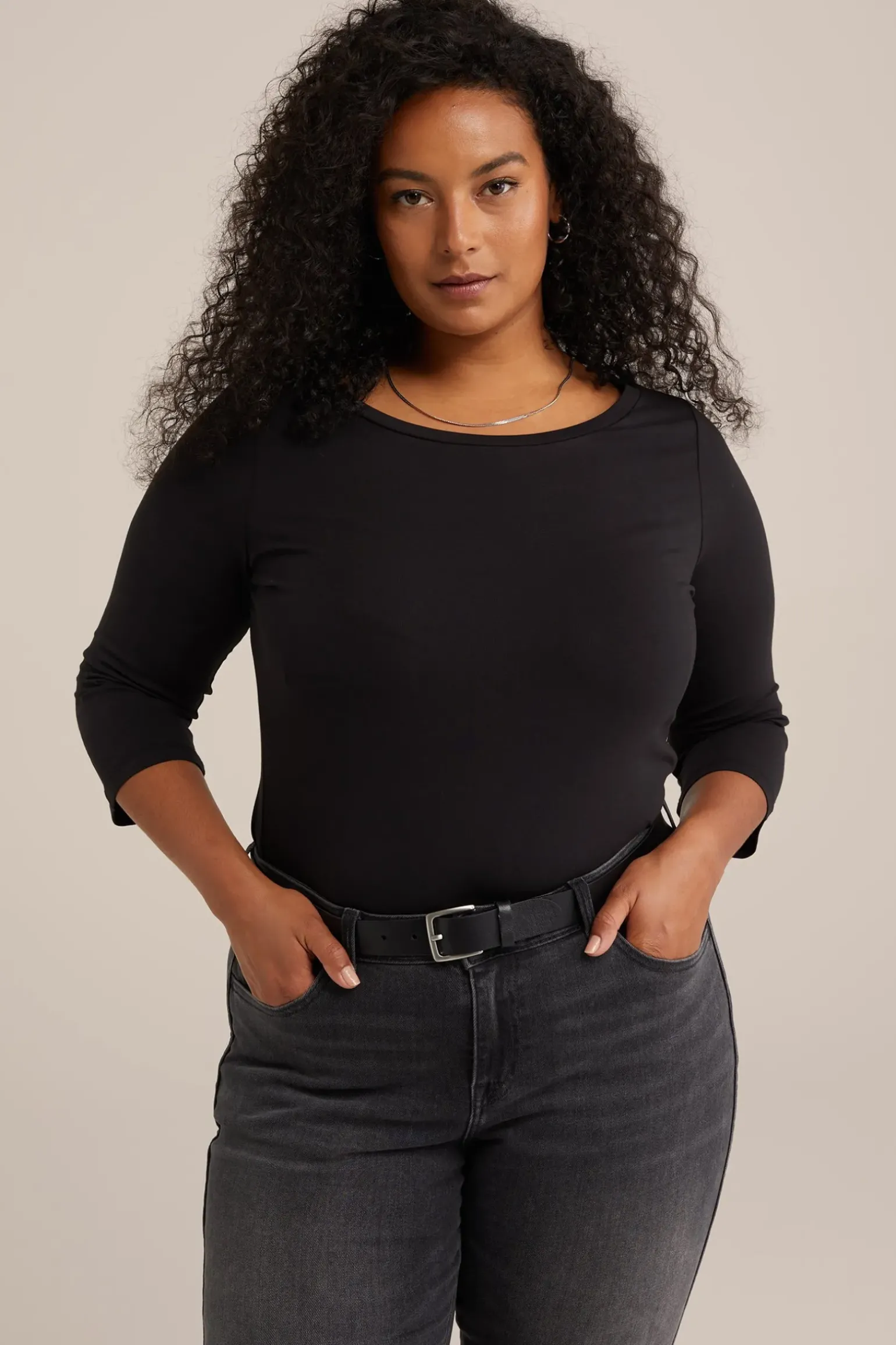 T-shirt met driekwart mouwen - Curve