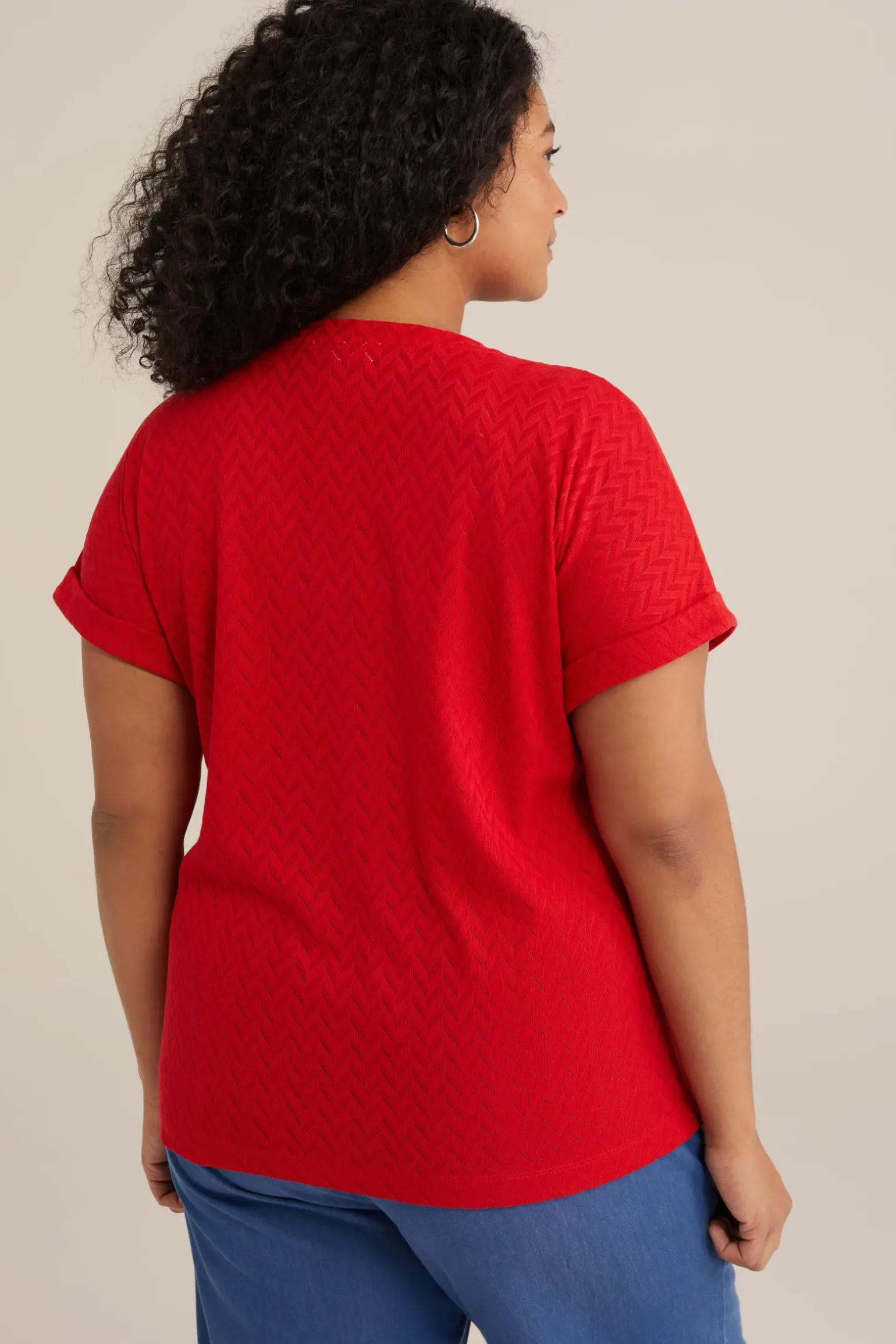 T-shirt met opengewerkt dessin - Curve