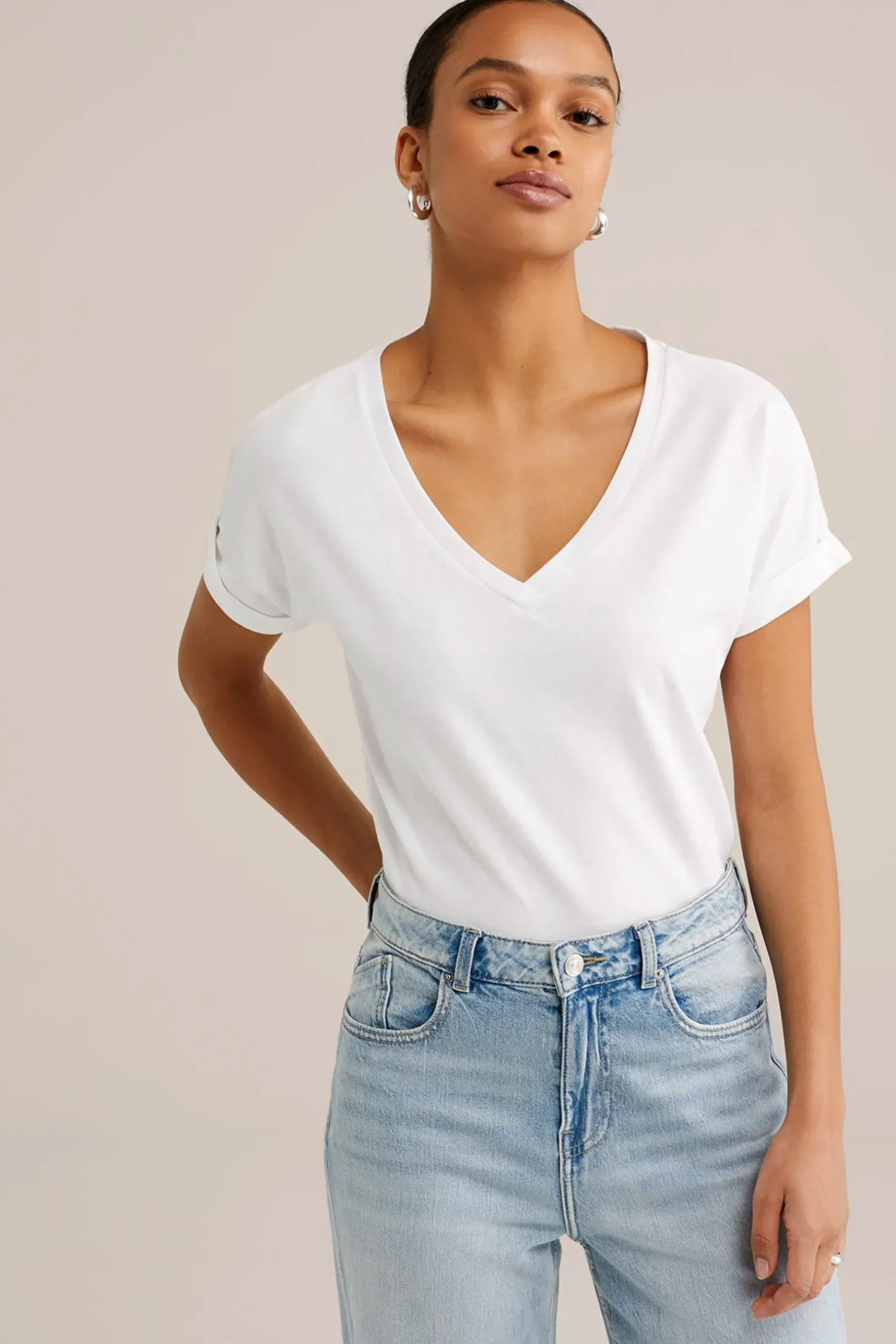 T-shirt met V-hals